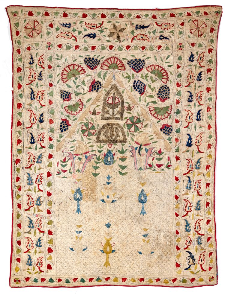 AN OTTOMAN SILK EMBROIDERED PANEL, 19TH CENTURY