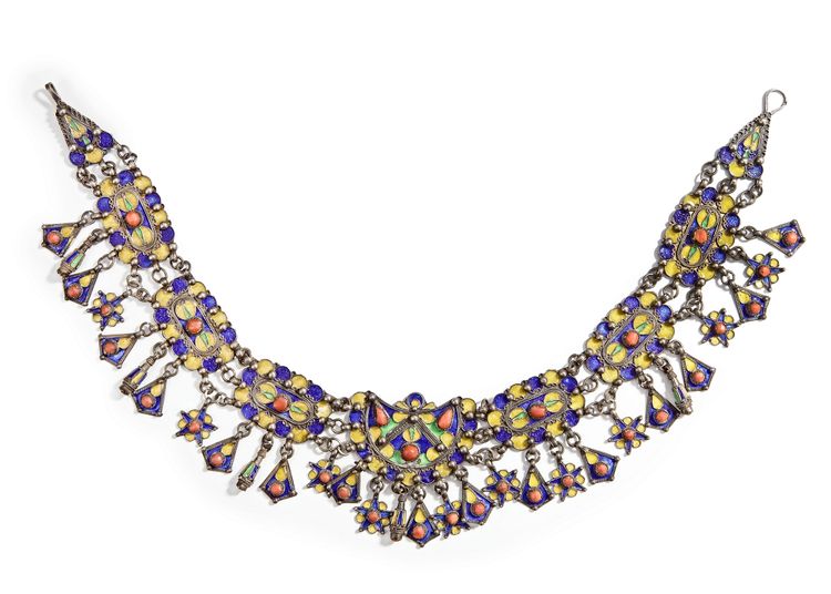 A KABYLIAN ENAMELLED NECKLACE, ALGERIA, 19TH CENTURY