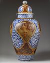 A RARE EUROPEAN-ENAMELLED JAPANESE ARITA VASE AND COVER, EDO PERIOD (1603-1868)