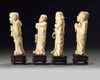 A group of four Chinese carved ivory Luohan