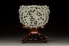 A large pale celadon jade openwork plaque