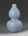 A small Chinese pale-blue crackle-glazed double gourd vase
