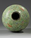 A rare Chinese lime-green ground famille rose vase