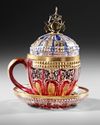 A BOHEMEIAN GLASS COVERED CUP AND COVER, 19TH CENTURY