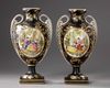 A PAIR OF BLACK PORCELAIN VASES, NAPOLEON III PERIOD, LATE 19TH CENTURY