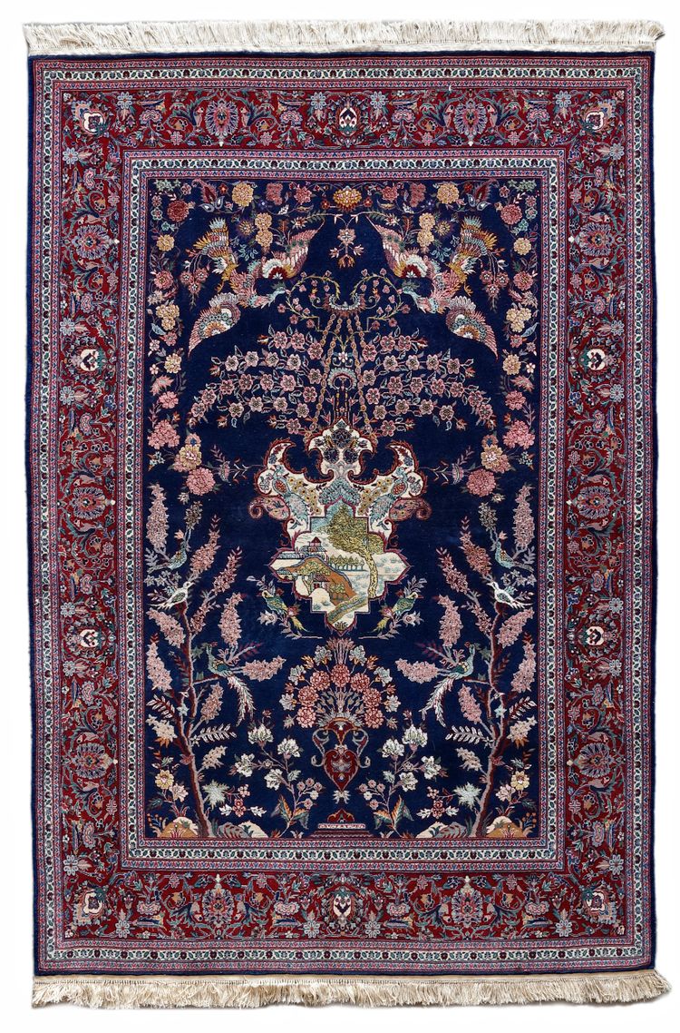 A WOOL AND SILK KASHAN CARPET, PERSIA, CIRCA 1950