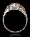AN AGATE SEAL SILVER RING