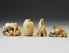 A GROUP OF FOUR JAPANESE IVORY NETSUKES, 19TH CENTURY