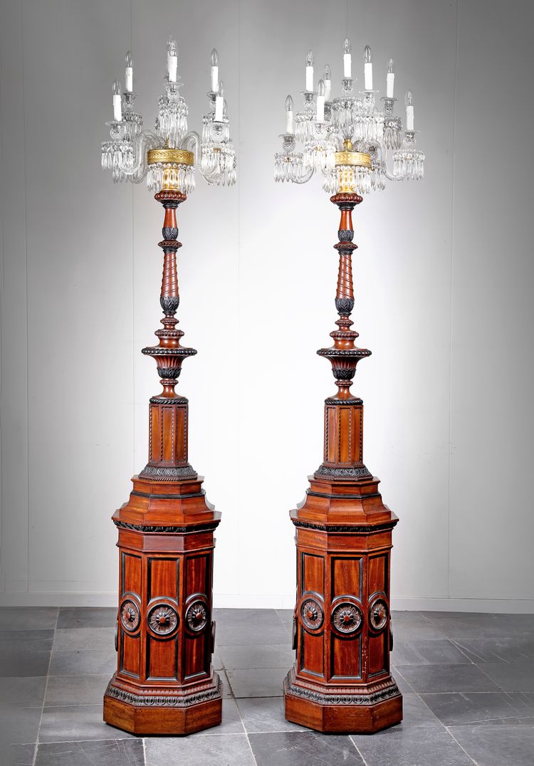 A PAIR OF LARGE STANDING FRENCH GIRANDOLES, 19TH CENTURY