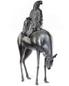 A LARGE CHINESE BRONZE CENSER MODELLED AS A DIGNITARY RIDING A DEER, MING DYNASTY (1368-1644)
