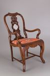 A PAIR OF CHINESE HARDWOOD CHAIRS WITH MARBLE BACKREST