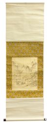 A JAPANESE SCROLL DEPICTING A LANDSCAPE