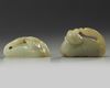 TWO CHINESE CELADON JADE GEESE CARVINGS, 19TH-20TH CENTURY