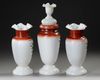 A SET OF THREE FRENCH OPALINE VASES, 19TH CENTURY