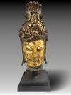 LARGE GILT BRONZE HEAD OF GUANYIN, MING DYNASTY OR LATER