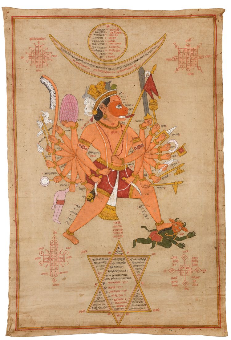 AN ILLUSTRATION OF HANUMAN IN HIS COSMIC FORM MEWAR, RAJASTHAN, CIRCA 19TH CENTURY