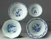 Four Chinese blue and white bowls