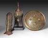 PERSIAN ARMOUR SET (HELMET, SHIELD & ARMGUARD) QAJAR EARLY 19TH CENTURY