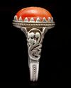 AN AGATE SEAL SILVER RING