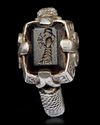 A CHINESE IRON STONE SEAL SILVER RING