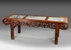 A CHINESE TABLE WITH STONE INLAY, 20TH CENTURY