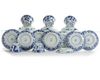 FIVE CHINESE BLUE AND WHITE CUPS AND ELEVEN SAUCERS, 19TH CENTURY