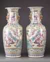 A pair of large Cantonese famille rose baluster vases