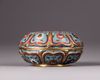 A large cloisonné enamel 'lotus' circular box and cover
