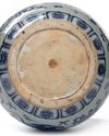A CHINESE BLUE AND WHITE BUDDHIST LIONS JAR