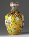A Chinese Beijing-enamel yellow-ground 'peony' vase