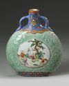 A Chinese famille rose celadon moon flask