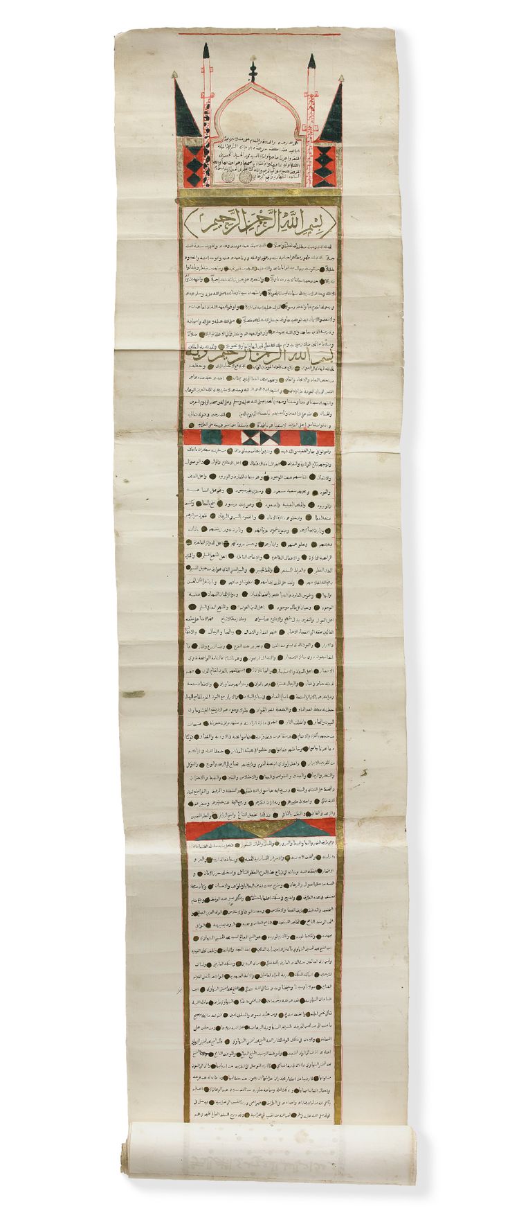 AN ILLUMINATED IJAZET ( CERTIFICATE) SCROLL, EGYPT AND DATED 1306 AH/1888 -1889 AD