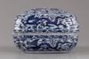 A LARGE CHINESE BLUE AND WHITE 'DRAGON' BOX AND COVER