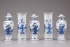 Five blue and white porcelain vases