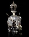 TWO EBONY WOODEN CARVED ELEPHANTS, 20TH CENTURY