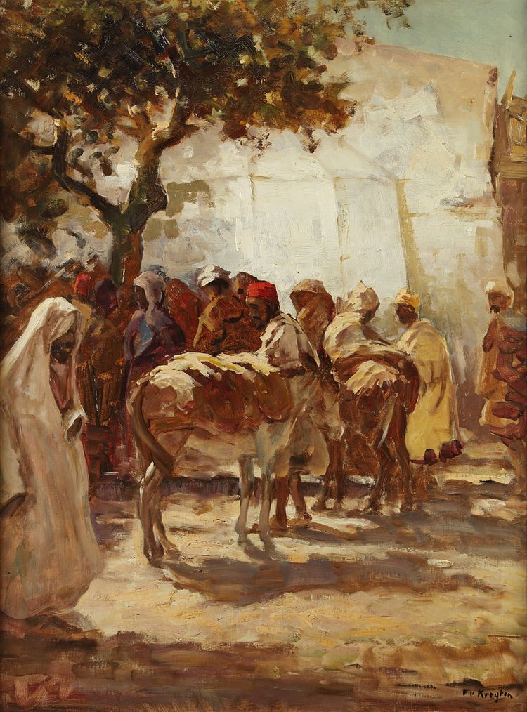 FEDOR VAN KREGTEN, A PAINTING DEPICTING A DONKEY MARKET IN THE ORIENT