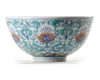 A CHINESE DOUCAI 'FLOWER SCROLL' BOWL, CHINA, QING DYNASTY (1644-1911)