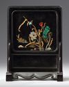 A Chinese hardwood and mother-of-pearl inlaid table screen
