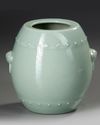 A CHINESE CELADON-GLAZED DRUM-SHAPED VASE, QING DYNASTY (1644-1911)