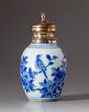 A Chinese blue and white silver mounted jar