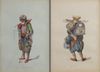 Lot of three watercolours representing various figures with English annotations: COUNT AMADEO PREZIOSI (MALTESE 1816-1882)