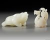 A GROUP OF CHINESE WHITE AND PALE CELADON JADE MYTHICAL BEAST CARVINGS, 20TH CENTURY