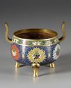 A CHINESE CLOISONNE ENAMEL TRIPOD CENCER, MING DYNASTY (1368-1644) OR LATER