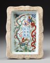 A CHINESE WUCAI PORCELAIN INKSTONE HOLDER, 19TH-20TH CENTURY