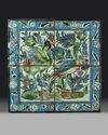 A QAJAR MOULDED POTTERY TILES PANEL, PERSIA, 19TH-20TH CENTURY