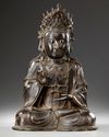 A LARGE CHINESE HEAVILY CAST BRONZE GUANYIN, MING DYNASTY (1368-1644) OR LATER