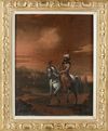 ORIENTALIST SCHOOL PASHA ON A HORSE WITH A VIEW OF ISTANBUL, 19TH CENTURY