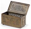 A QAJAR BRASS BOX,19TH CENTURY