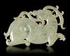 A GREYISH-GREEN JADE DEE PENDANT, CHINA, ZHOU DYNASTY