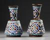 A PAIR OF SYRIAN ENAMELED COPPER VASES, 19TH CENTURY